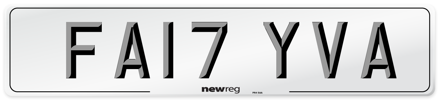 FA17 YVA Number Plate from New Reg
